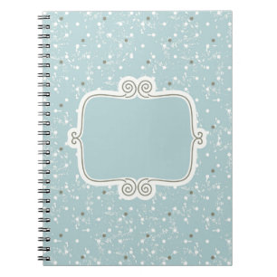 De vintage, elegant, babyblauw, elegant damast, notitieboek
