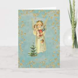 De vintage Engel van Kerstmis Feestdagen Kaart
