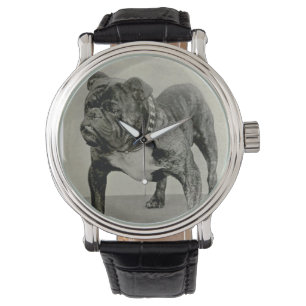 De vintage Engelse Foto van de Buldog Horloge