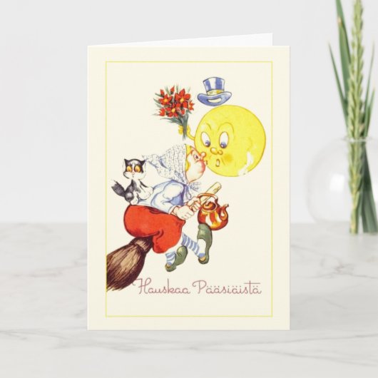 De vintage Finse Kaart van Hauskaa Pääsiäistä (Voorkant)