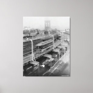 De vintage Foto van de Spoorweg van de Brug van Canvas Afdruk