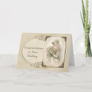 De vintage Gelukwensen van het Huwelijk van de Kaart