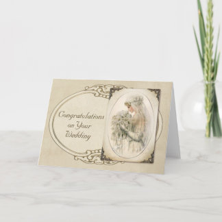 De vintage Gelukwensen van het Huwelijk van de Kaart