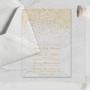 De Vintage Glam Gouden Confetti Trouwcollectie Acryl Uitnodigingen