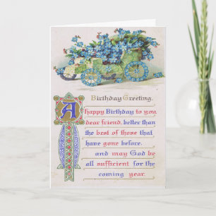 De vintage Godsdienstige Kaart van de Verjaardag