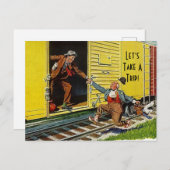 De vintage Grappige Rit Hitching laat een Feestdagenkaart (Voorkant / Achterkant)
