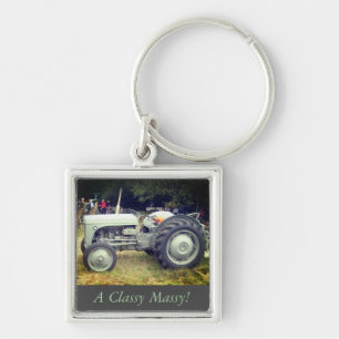 De vintage greeny Grijze foto van de massey Sleutelhanger