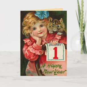 De vintage Groeten van het Nieuwjaar Feestdagen Kaart