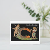 De vintage Groeten van het Nieuwjaar Feestdagenkaart (Staand voorkant)