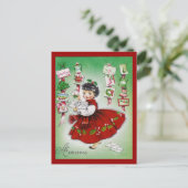 De vintage Groeten van Kerstmis Feestdagenkaart (Staand voorkant)