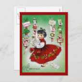 De vintage Groeten van Kerstmis Feestdagenkaart (Voorkant / Achterkant)