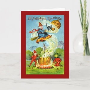 De vintage Groeten van Witchy Halloween Kaart