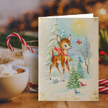 De vintage Herten van Kerstmis van het Baby Feestdagen Kaart<br><div class="desc">De Verticale Sjabloon van het wenskaart</div>
