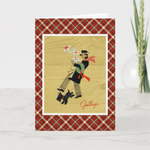 De vintage Hond en het Man van Terrier van Feestdagen Kaart