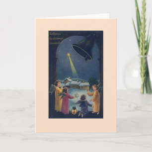 De vintage Hongaarse Kerstkaart van Engelen Feestdagen Kaart