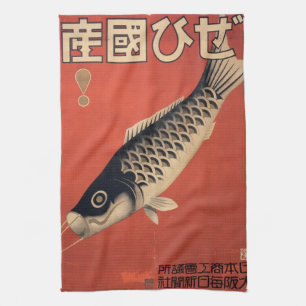 De vintage Japanse handdoek van de vissenkeuken