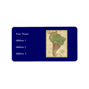 De vintage Kaart van 1826 Zuid-Amerika door Etiket