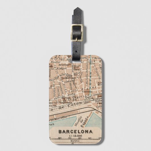De vintage kaart van Barcelona Bagagelabel (Voorkant (verticaal))