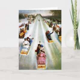 De vintage Kaart van de Dag van Tobogganing van de