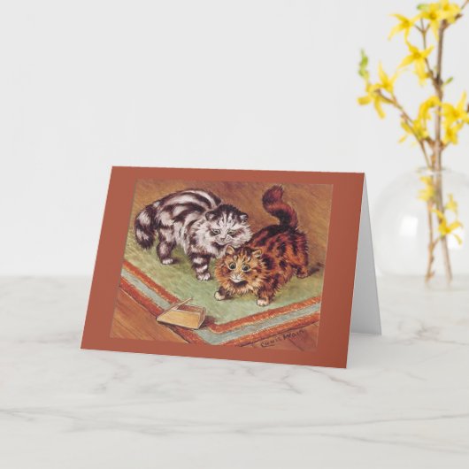 De Vintage Kaart van de kat (Gele Bloem)