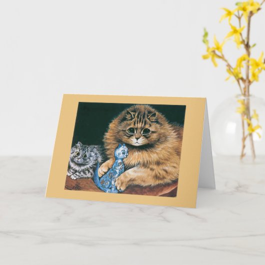 De Vintage Kaart van de kat (Gele Bloem)