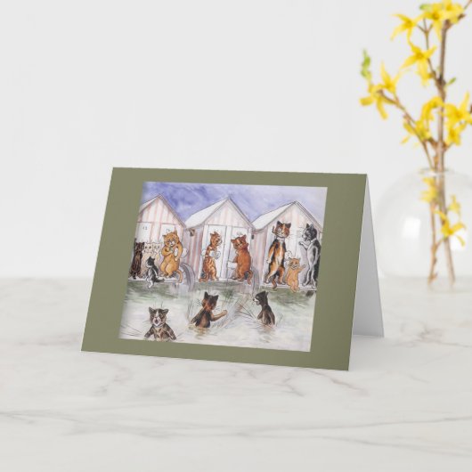 De Vintage Kaart van de kat (Gele Bloem)