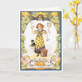 De Vintage Kaart van de Pret van Halloween (Gele Bloem)