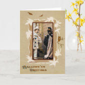 De vintage Kaart van de Sjabloon van Halloween (Gele Bloem)