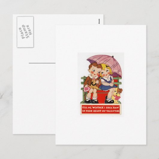 de vintage kaart van de Valentijnsdag (Voorkant / Achterkant)