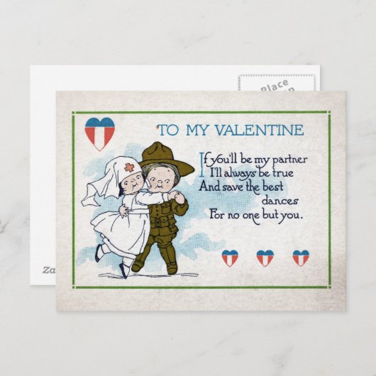 DE VINTAGE KAART VAN DE VALENTIJNSDAG (Voorkant / Achterkant)