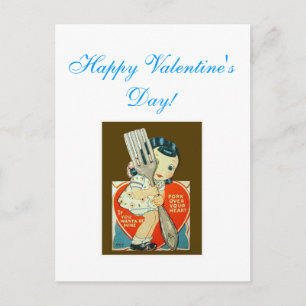 de vintage kaart van de Valentijnsdag; meisje met
