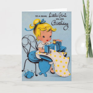 De vintage Kaart van de Verjaardag van het Meisje