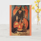 De vintage Kaart van Devlish Halloween (Gele Bloem)