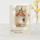 De vintage Kaart van Halloween (Gele Bloem)