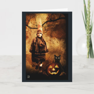 De vintage Kaart van Halloween van de Heks van de