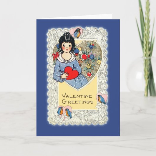 De vintage Kaart van Valentijn met Sialia (Voorkant)