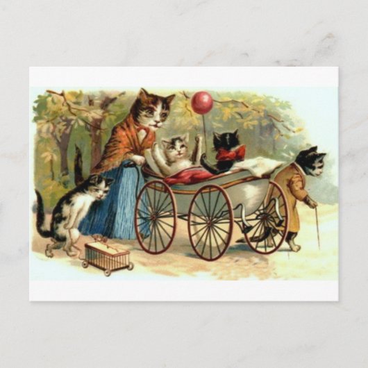 De vintage Kat van de Moeder Briefkaart (Voorkant)