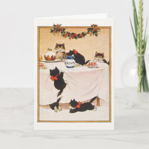 De vintage Katjes van Kerstmis, Feestdagen Kaart
