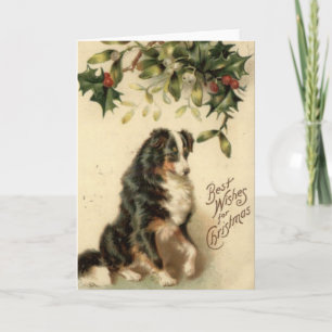 De vintage Kerstkaart van Border collie Feestdagen Kaart