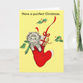 De vintage Kerstkaart van de Kat & van de Kous Feestdagen Kaart
