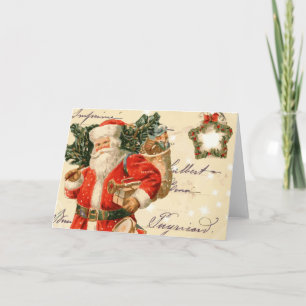 De vintage Kerstkaart van de Kerstman Feestdagen Kaart