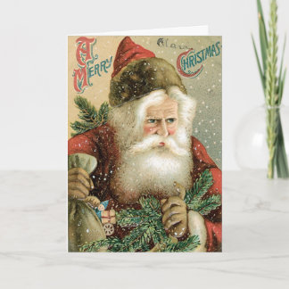De vintage Kerstkaart van de Kerstman Feestdagen Kaart