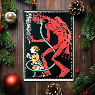 De vintage Kerstkaart van de Kunst Krampus Feestdagen Kaart