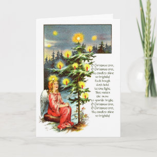 De Vintage Kerstkaart van de o- Kerstboom Feestdagen Kaart