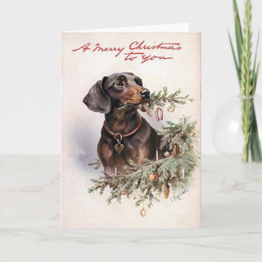 De vintage Kerstkaart van de Tekkel Feestdagen Kaart (Voorkant)