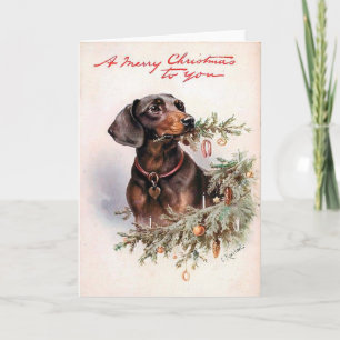 De vintage Kerstkaart van de Tekkel Feestdagen Kaart