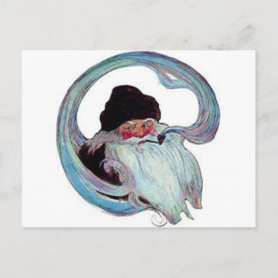 De vintage Kerstman die een Pijp roken Feestdagenkaart