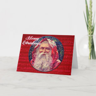 De vintage Kerstman en de Muziek van de Kerstkaart Feestdagen Kaart
