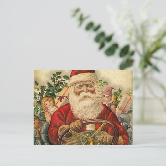 De vintage Kerstman in Auto: Briefkaarten (Staand voorkant)
