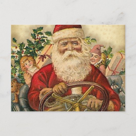 De vintage Kerstman in Auto: Briefkaarten (Voorkant)